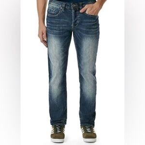 BUFFALO DAVID BITTON Evan-X Slim Straight Jeans 33x32 Blue Stretch Denim